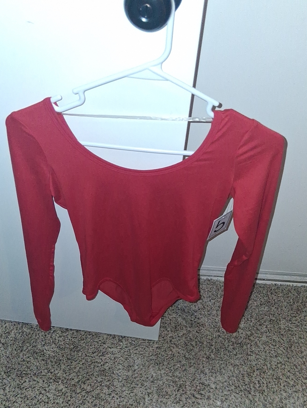 Red Long-Sleeve Scoop Neck Women’s Bodysuit